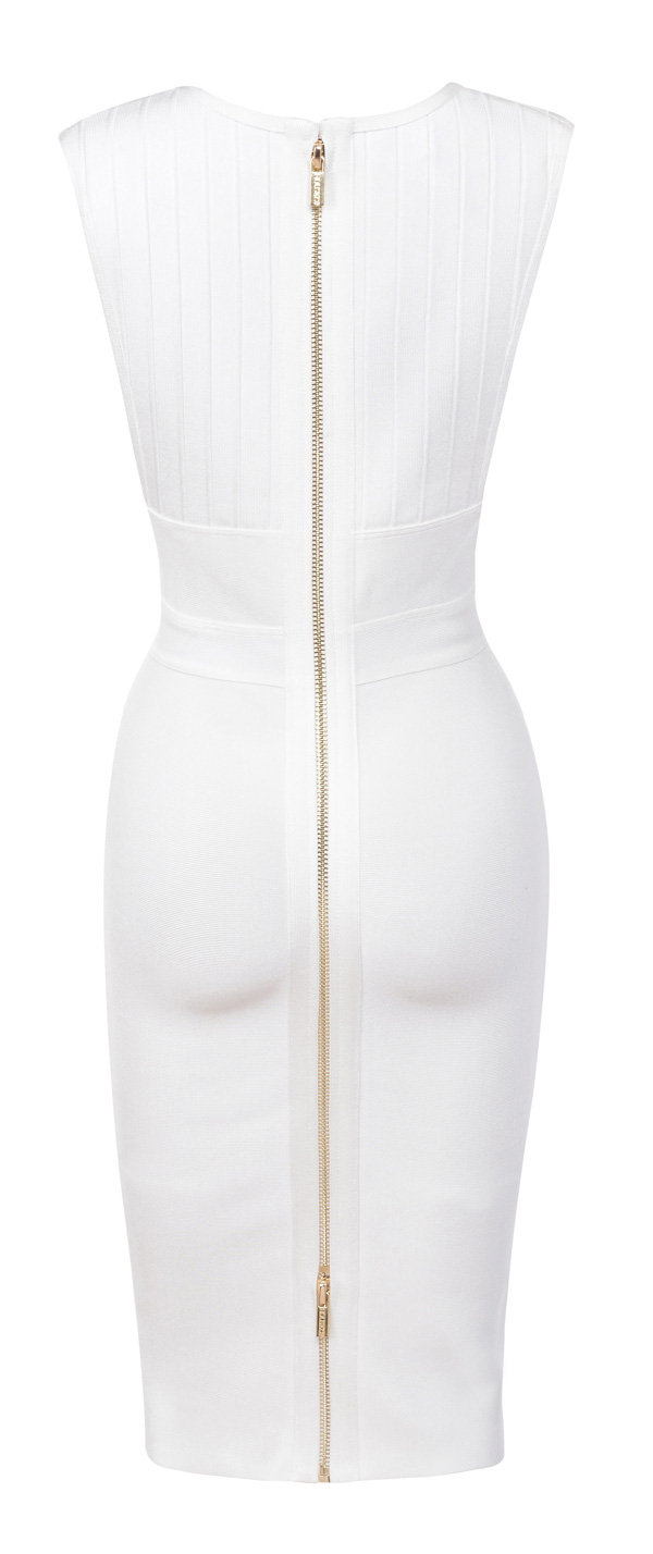 Clothing : Bandage Dresses : 'Maxen' White Deep V Bandage ...
